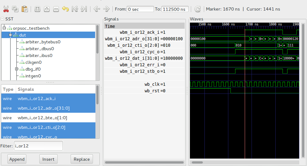 GTKWave showing SoC VCD